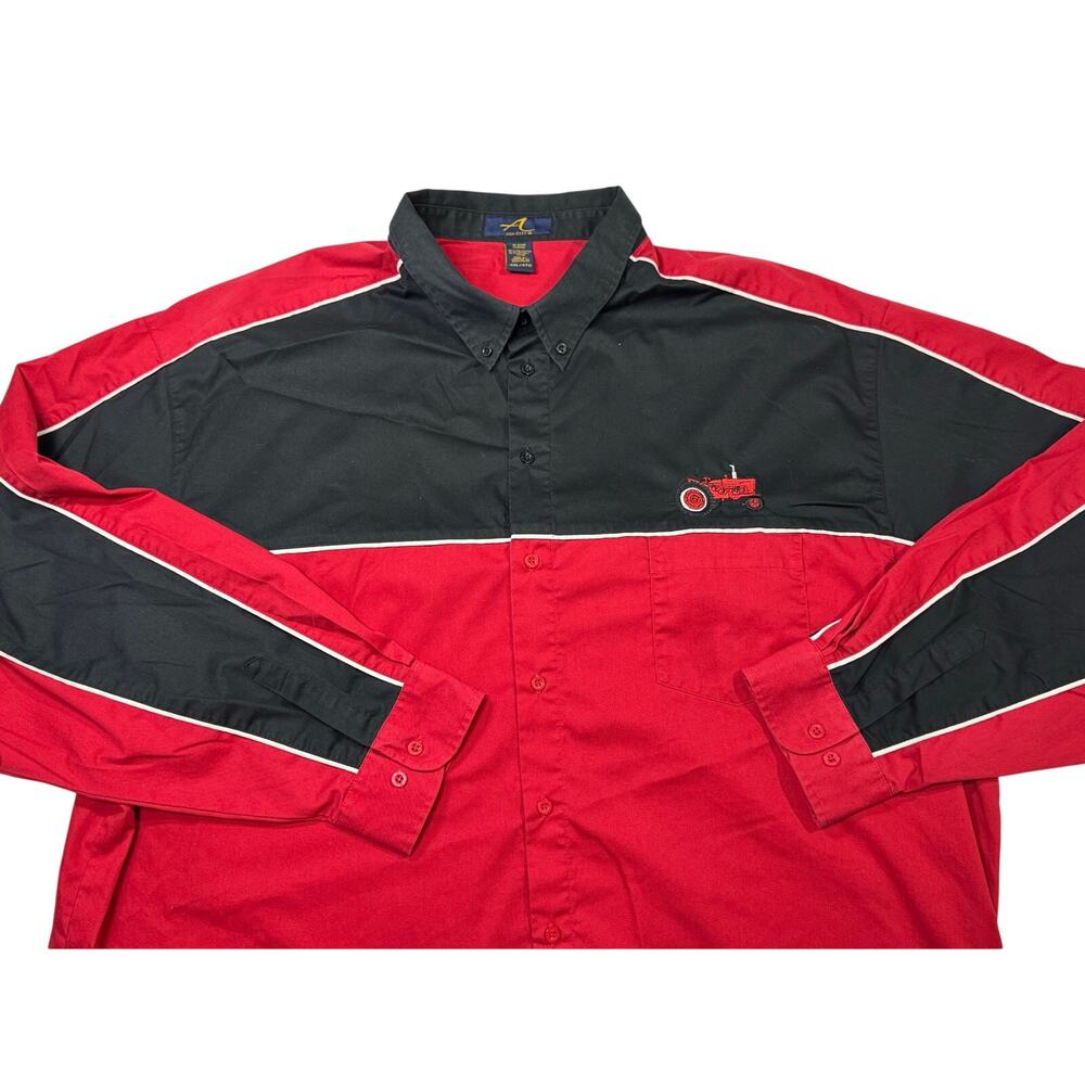 Ash City Vintage Button Down Shirt Mens 4XL Red Black Farming Tractor